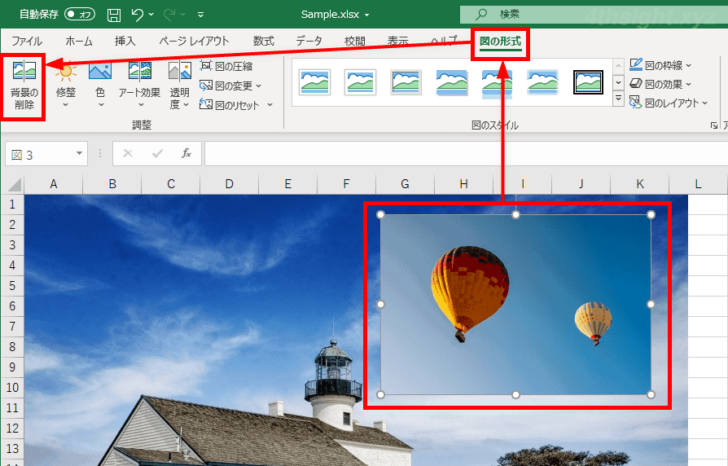 Excel（エクセル）で画像の背景を削除（透明化）する方法